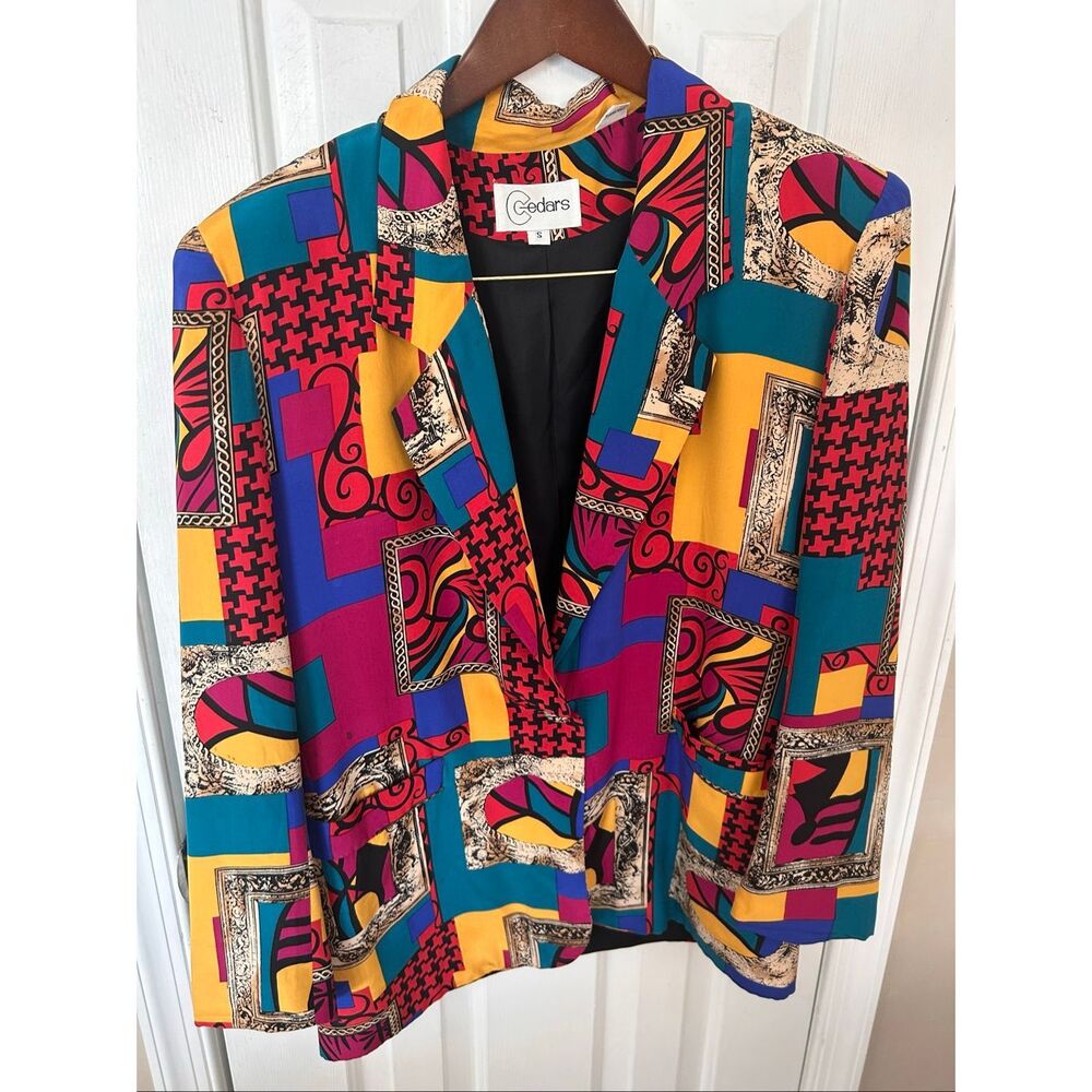 Cedars Funky woman’s 80s vintage 100% silk blazer size small